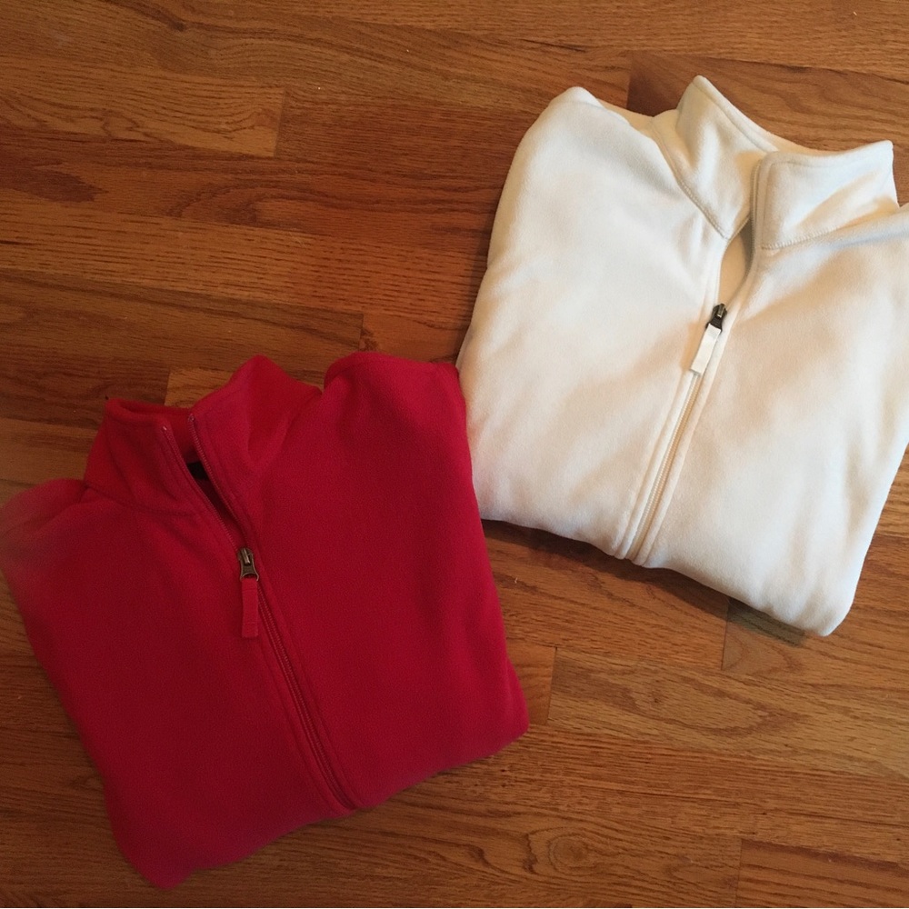 Bundle of Two Lands End  (Red and Cream) Polar-tec Jackets
